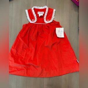 Posh Pickle Red Corduroy Jumper with White Trim 3t NWT